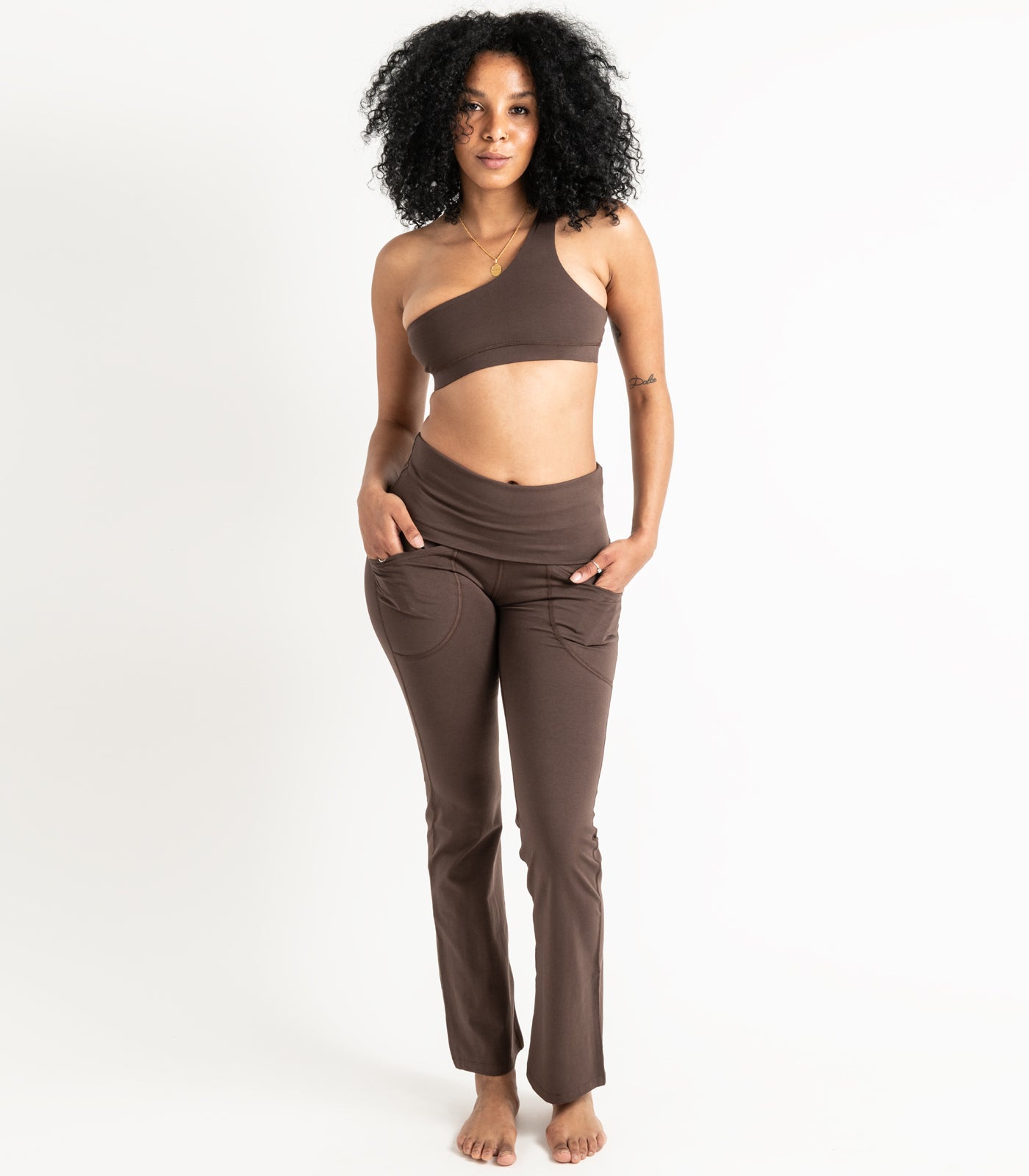 Pocket Wide Leg Leggings -Chocolate Martini