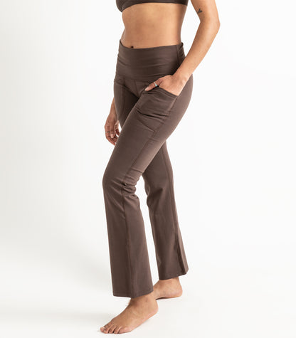 Pocket Wide Leg Leggings -Chocolate Martini