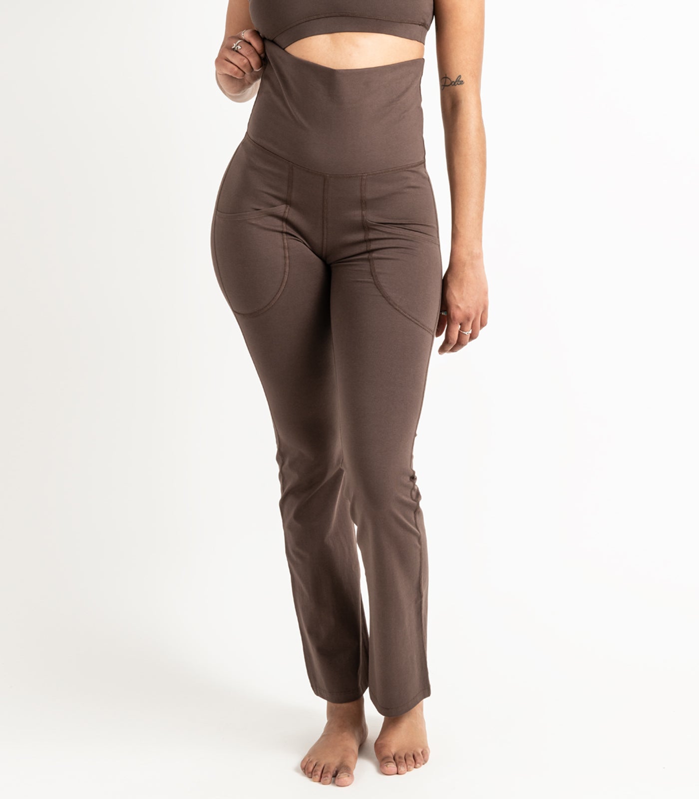 Pocket Wide Leg Leggings -Chocolate Martini