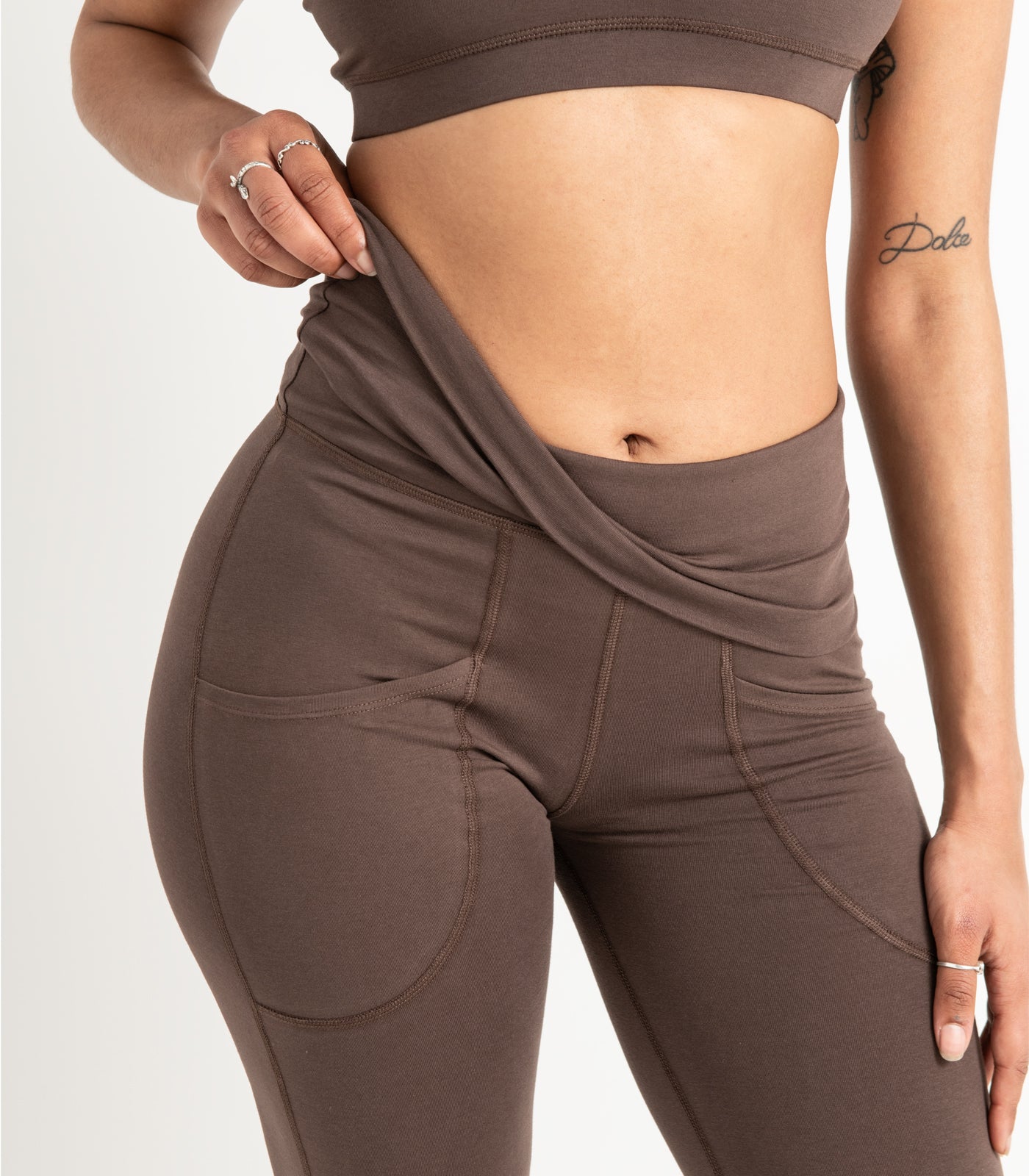 Pocket Wide Leg Leggings -Chocolate Martini