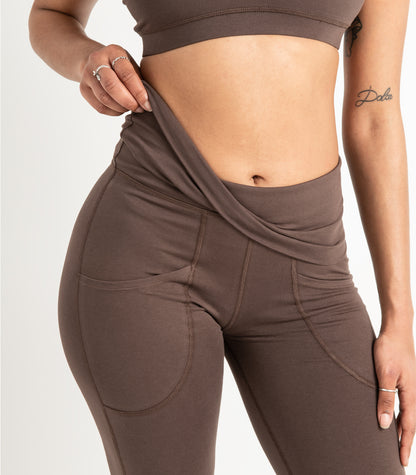 Pocket Wide Leg Leggings -Chocolate Martini