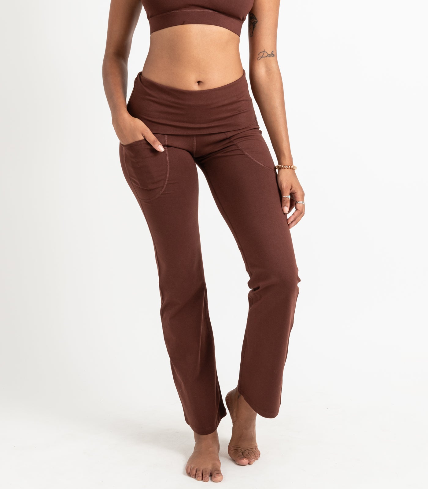 Pocket Wide Leg Leggings - Espresso