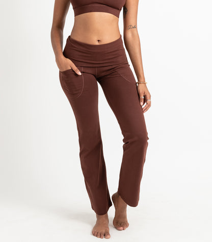 Pocket Wide Leg Leggings - Espresso