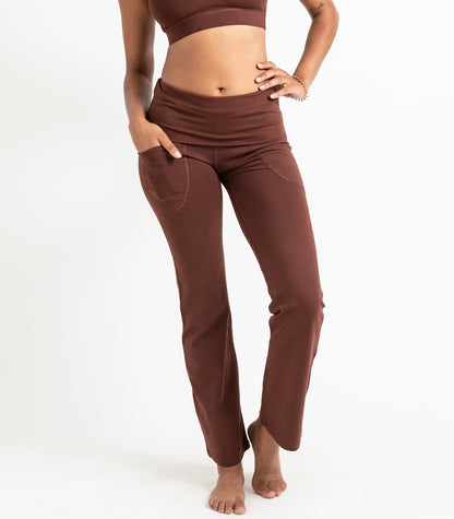 Pocket Wide Leg Leggings - Espresso
