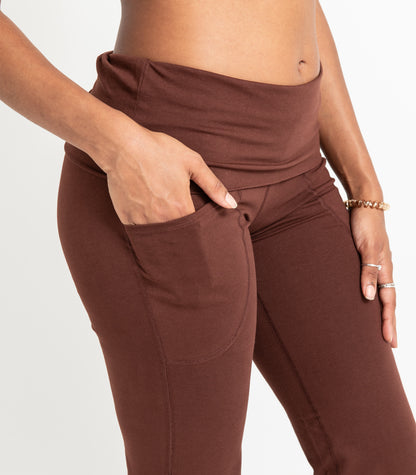 Pocket Wide Leg Leggings - Espresso