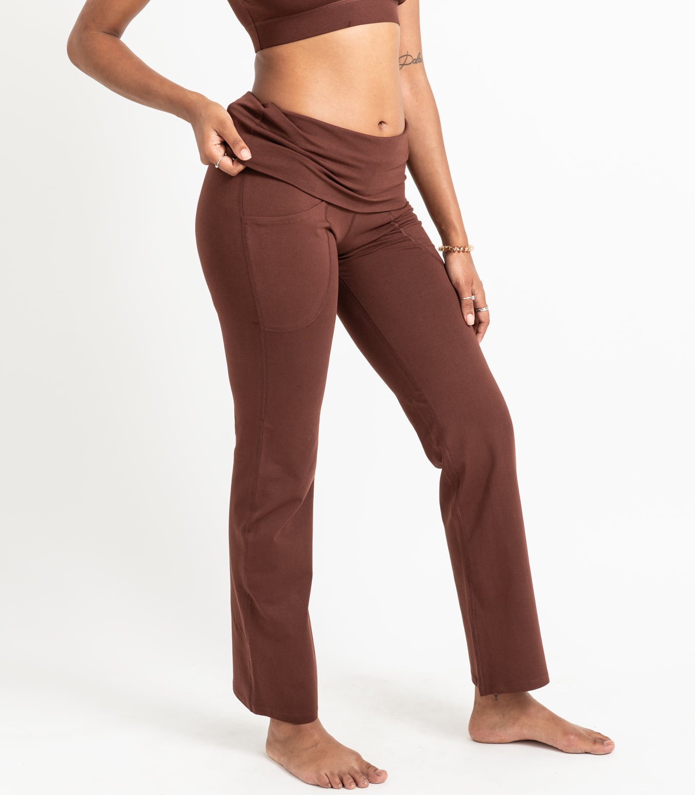 Pocket Wide Leg Leggings - Espresso