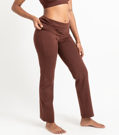 Pocket Wide Leg Leggings - Espresso