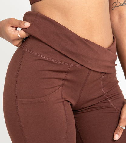 Pocket Wide Leg Leggings - Espresso