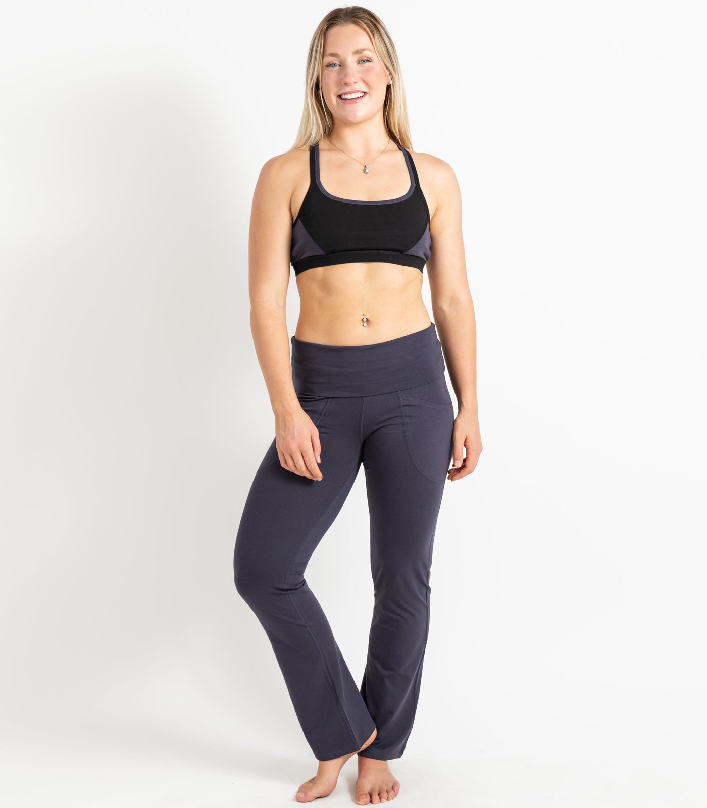 Pocket Wide Leg Leggings - Graphite
