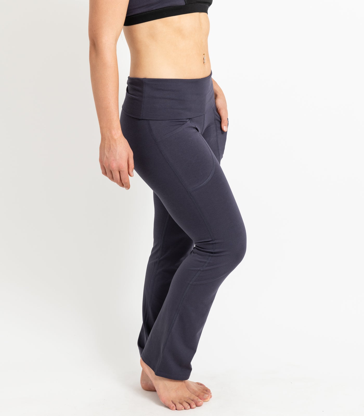 Pocket Wide Leg Leggings - Graphite