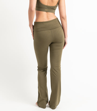 Pocket Wide Leg Leggings - Dark Olive