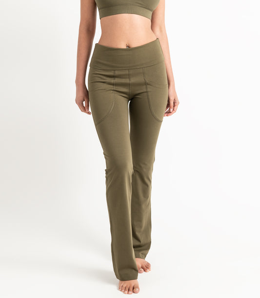 Pocket Wide Leg Leggings - Dark Olive