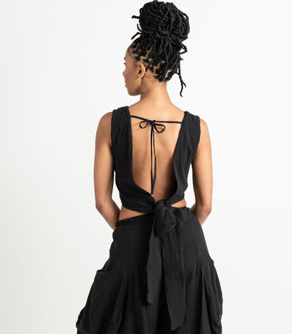 Organic Muslin Asana Top - Black
