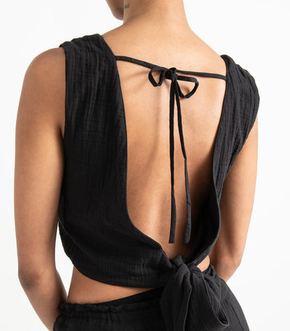 Organic Muslin Asana Top - Black