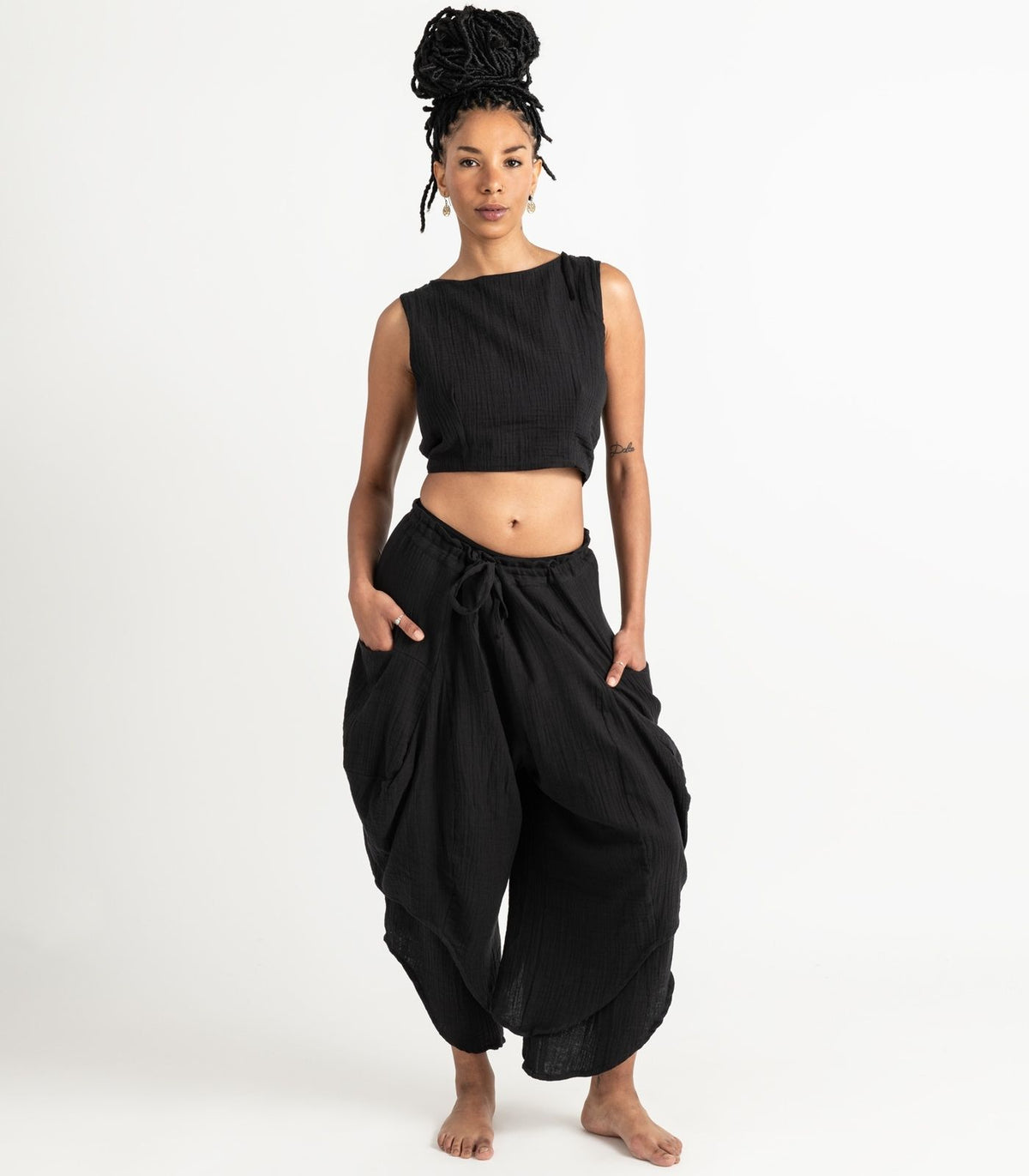 Organic Muslin Asana Top - Black