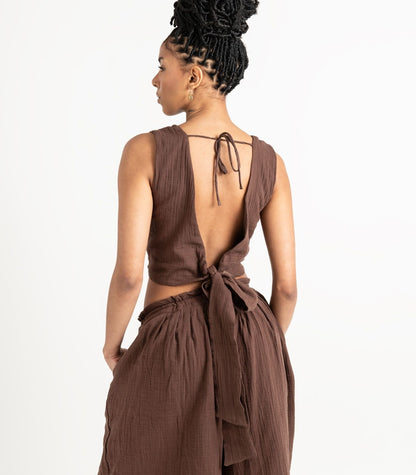 Organic Muslin Asana Top - Chocolate