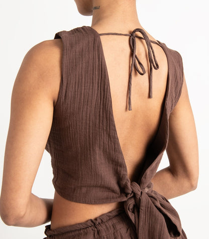 Organic Muslin Asana Top - Chocolate