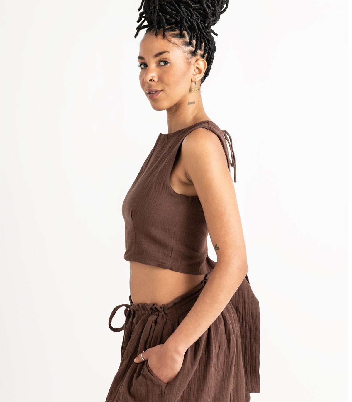 Organic Muslin Asana Top - Chocolate