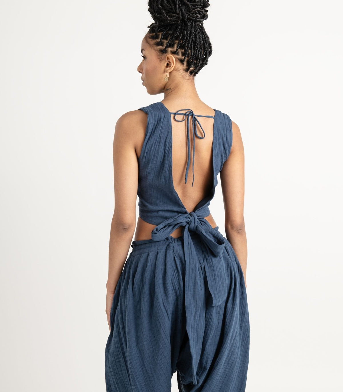 Organic Muslin Asana Top - Indigo