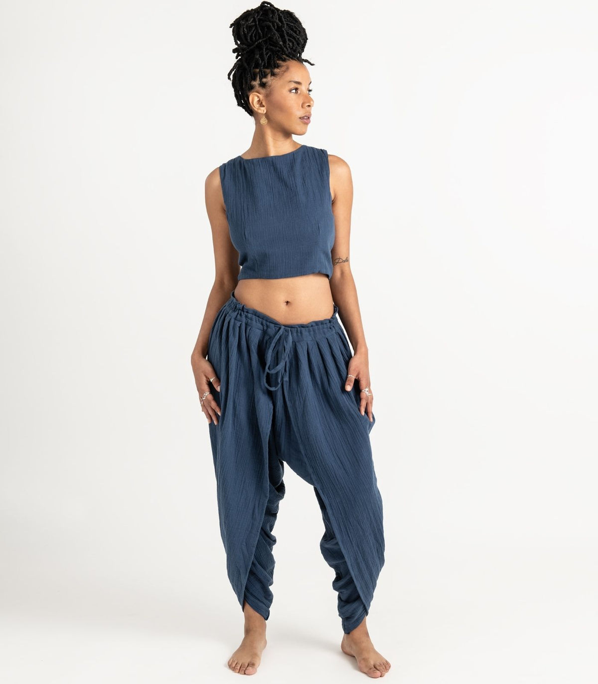 Organic Muslin Asana Top - Indigo