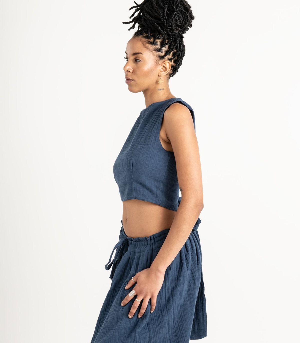 Organic Muslin Asana Top - Indigo