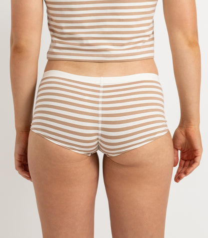 Bhumi Organic Cotton - Boy Short - Stripe (2 Pack) - Tan Stripe