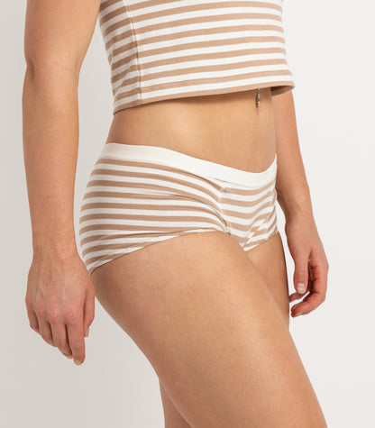 Bhumi Organic Cotton - Boy Short - Stripe (2 Pack) - Tan Stripe