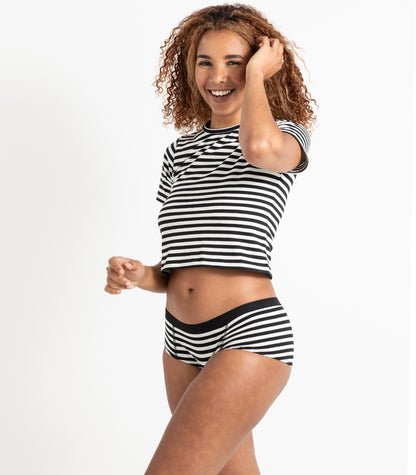 Bhumi Organic Cotton - Boy Short - Stripe (2 Pack) - Black Stripe