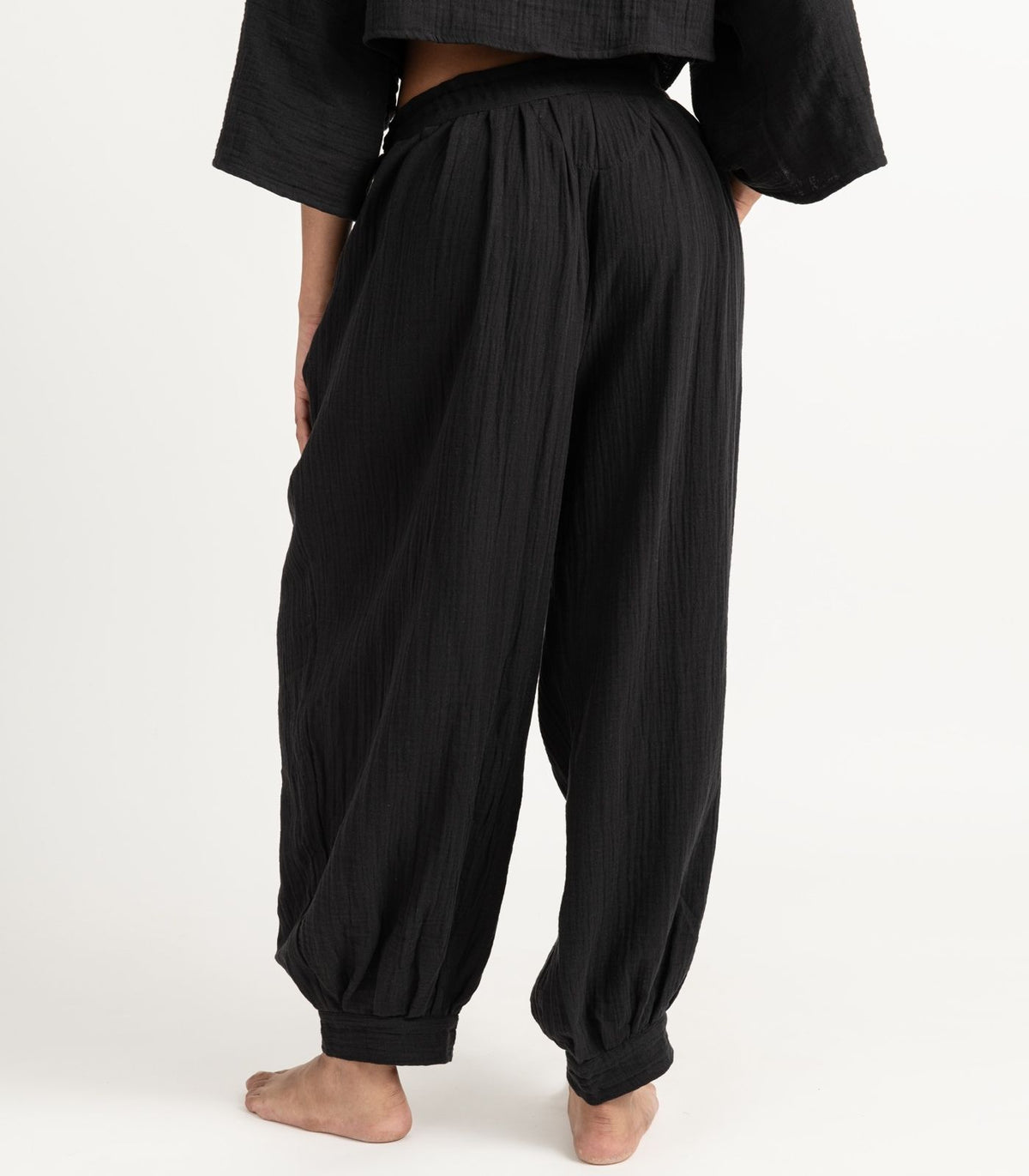 Organic Muslin Breeze Harem Pants - Black