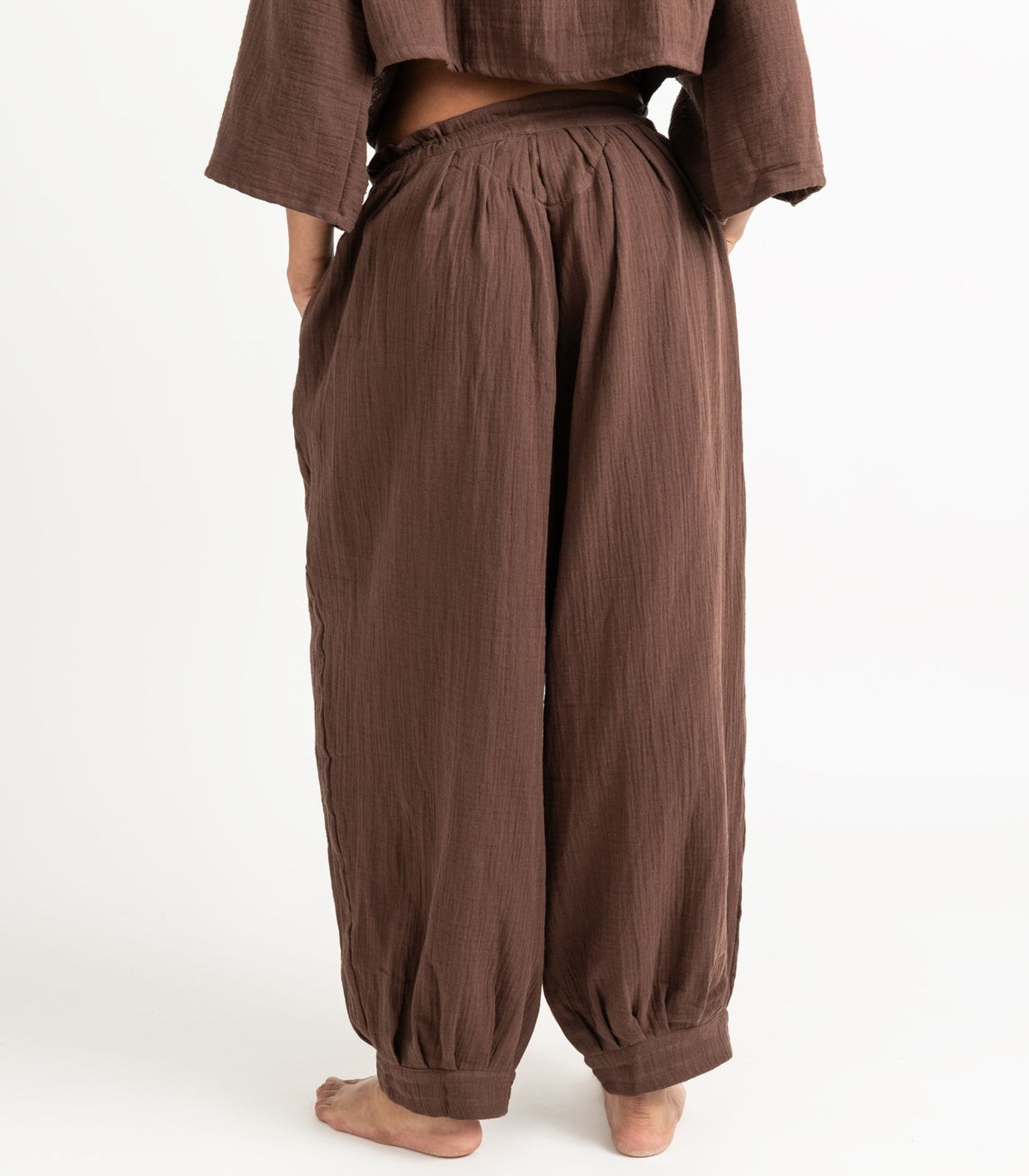 Organic Muslin Breeze Harem Pants - Chocolate