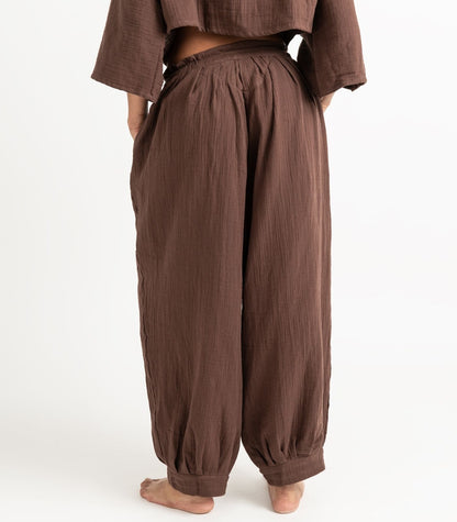 Organic Muslin Breeze Harem Pants - Chocolate