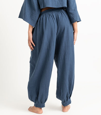Organic Muslin Breeze Harem Pants - Indigo