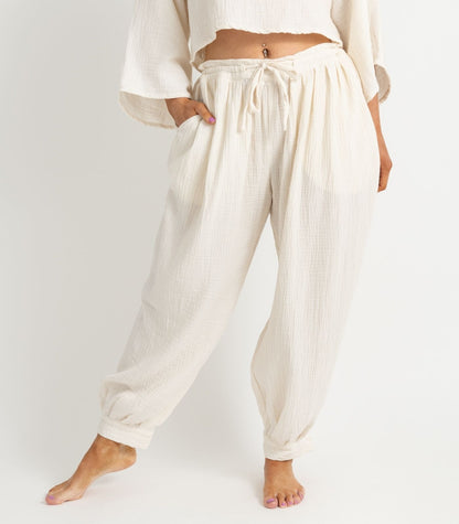 Organic Muslin Breeze Harem Pants - Natural