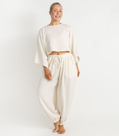Organic Muslin Breeze Harem Pants - Natural