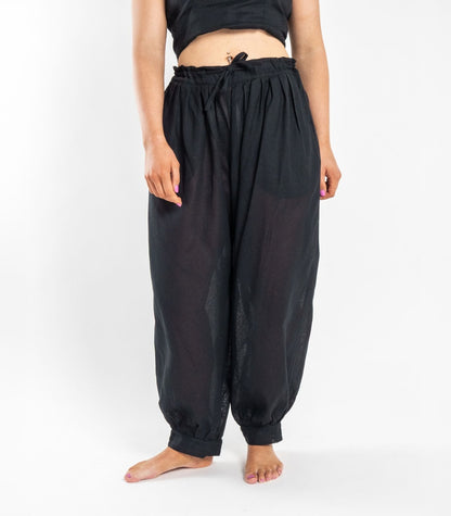 Organic Khadi Breeze Harem Pants - Black