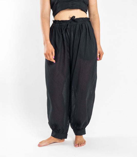 Organic Khadi Breeze Harem Pants - Black