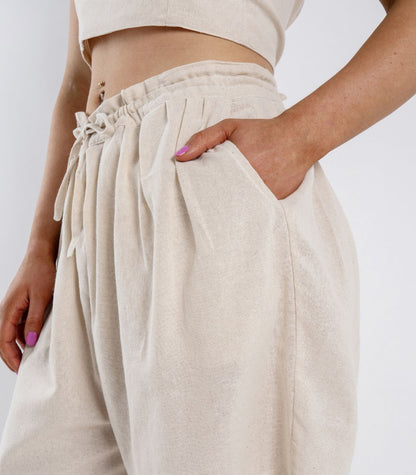 Organic Khadi Breeze Harem Pants - Natural