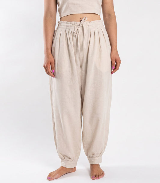 Organic Khadi Breeze Harem Pants - Natural