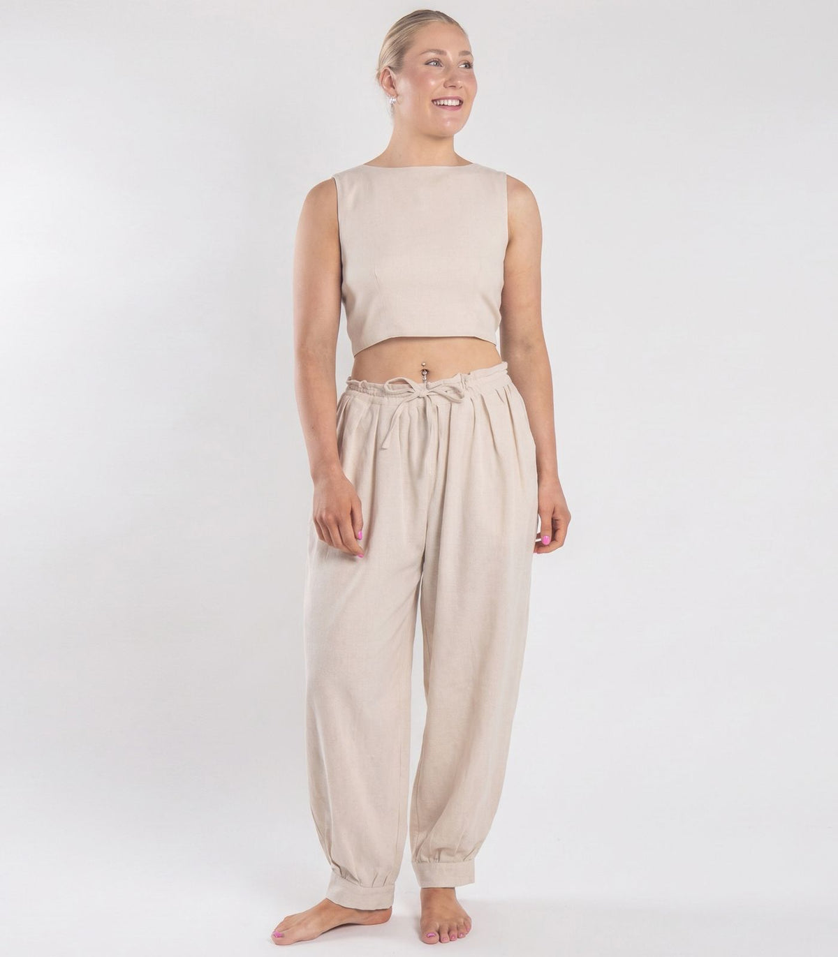 Organic Khadi Breeze Harem Pants - Natural