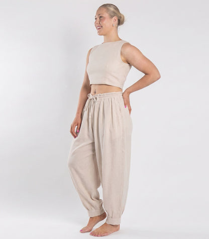 Organic Khadi Breeze Harem Pants - Natural