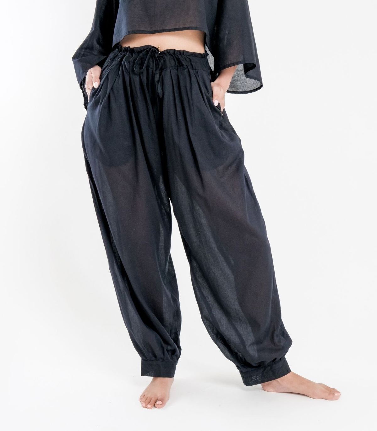 Organic Voile Breeze Harem Pants - Black