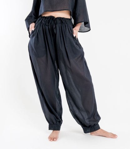 Organic Voile Breeze Harem Pants - Black