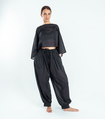 Organic Voile Breeze Harem Pants - Black