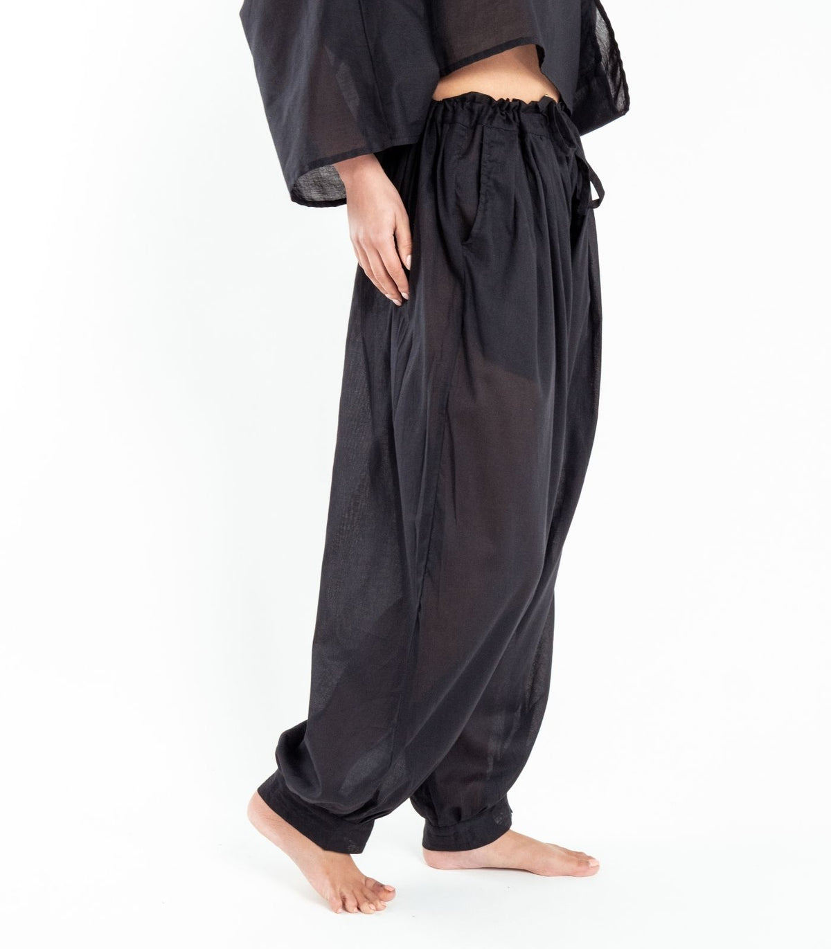 Organic Voile Breeze Harem Pants - Black