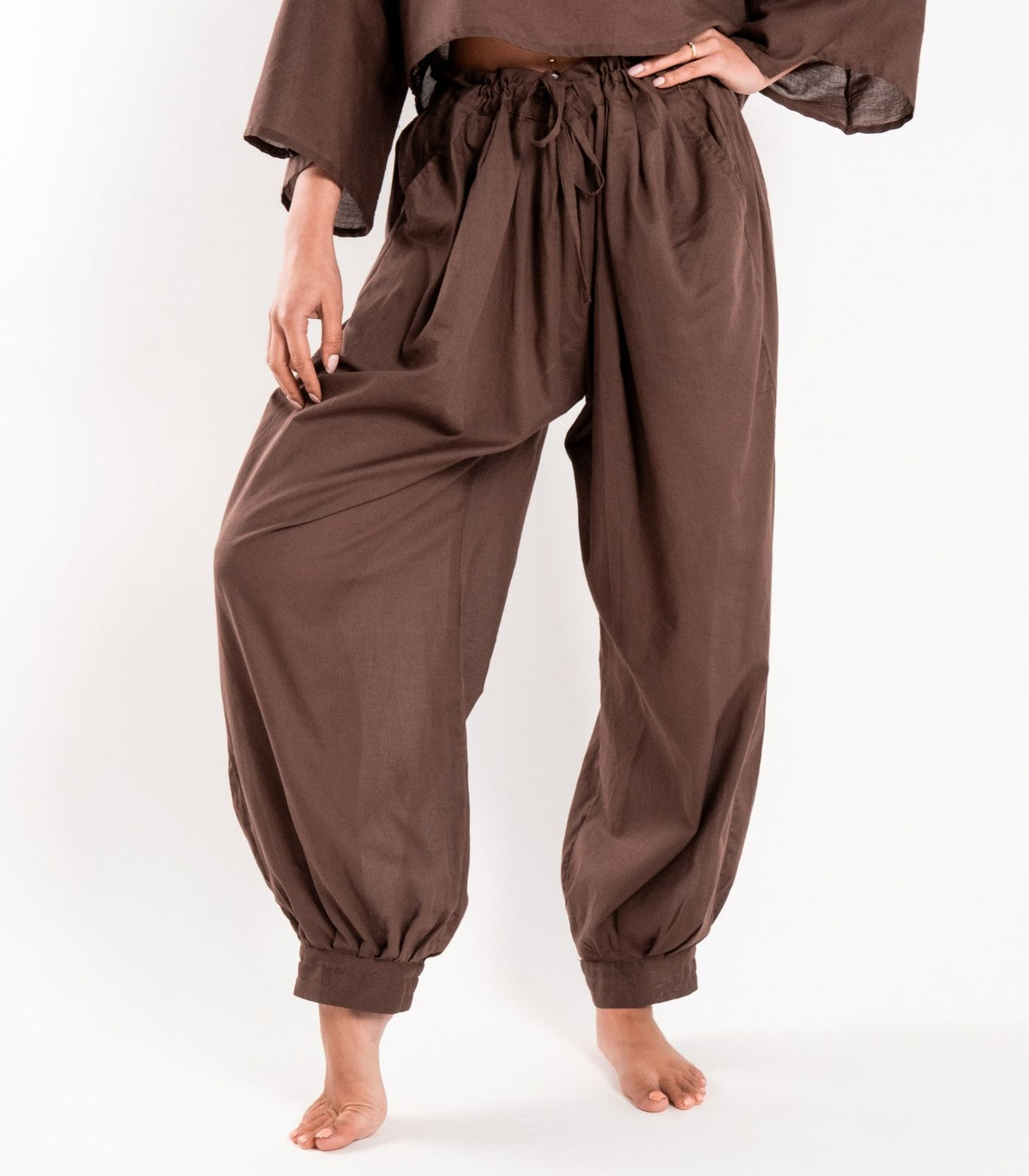 Organic Voile Breeze Harem Pants - Chocolate
