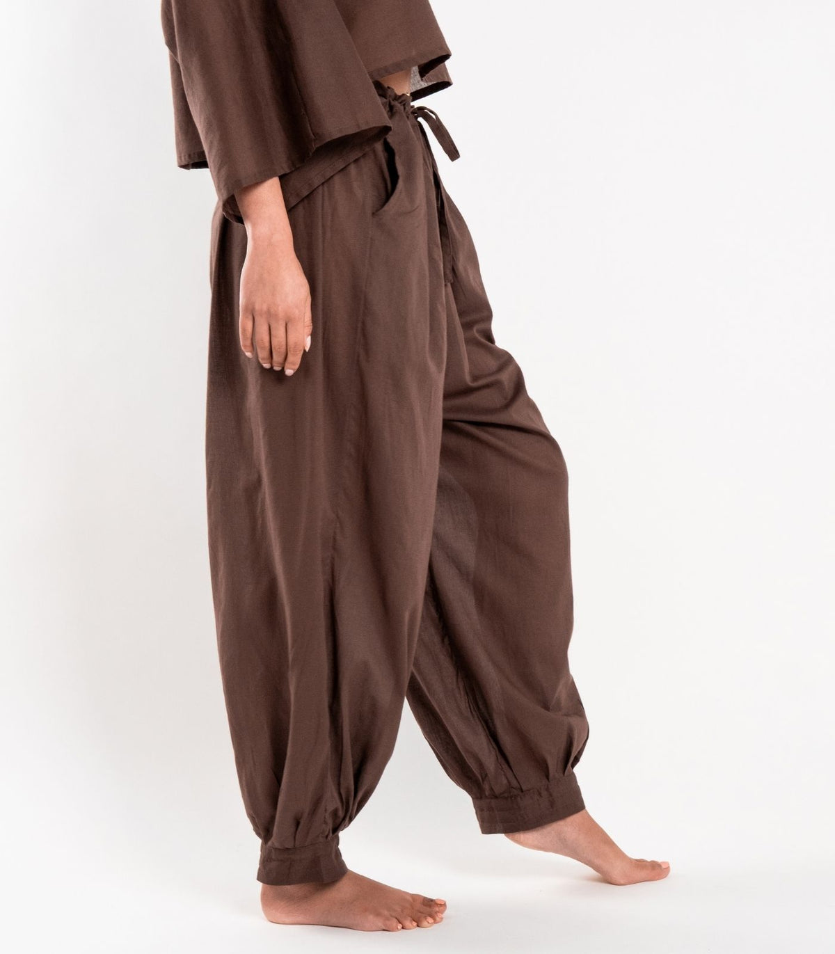 Organic Voile Breeze Harem Pants - Chocolate