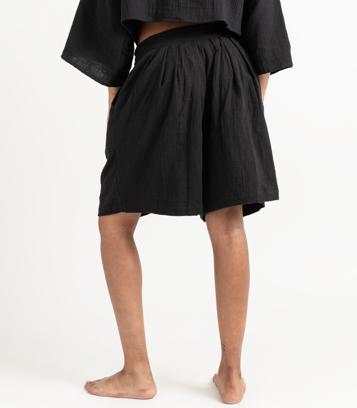 Organic Muslin Breeze Shorts - Black