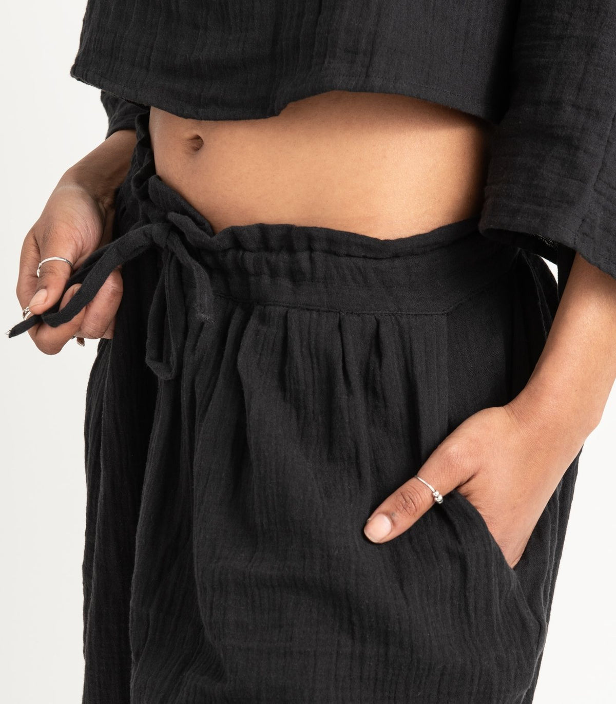 Organic Muslin Breeze Shorts - Black