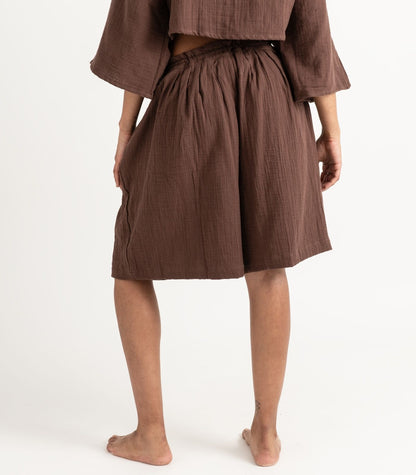 Organic Muslin Breeze Shorts - Chocolate
