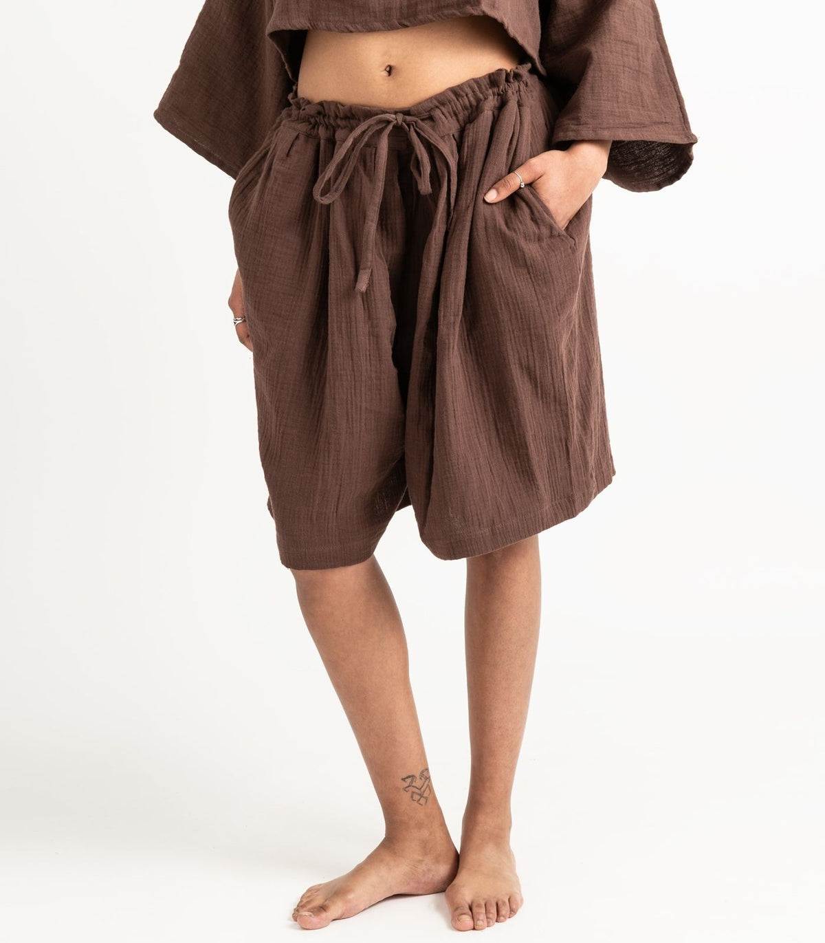Organic Muslin Breeze Shorts - Chocolate